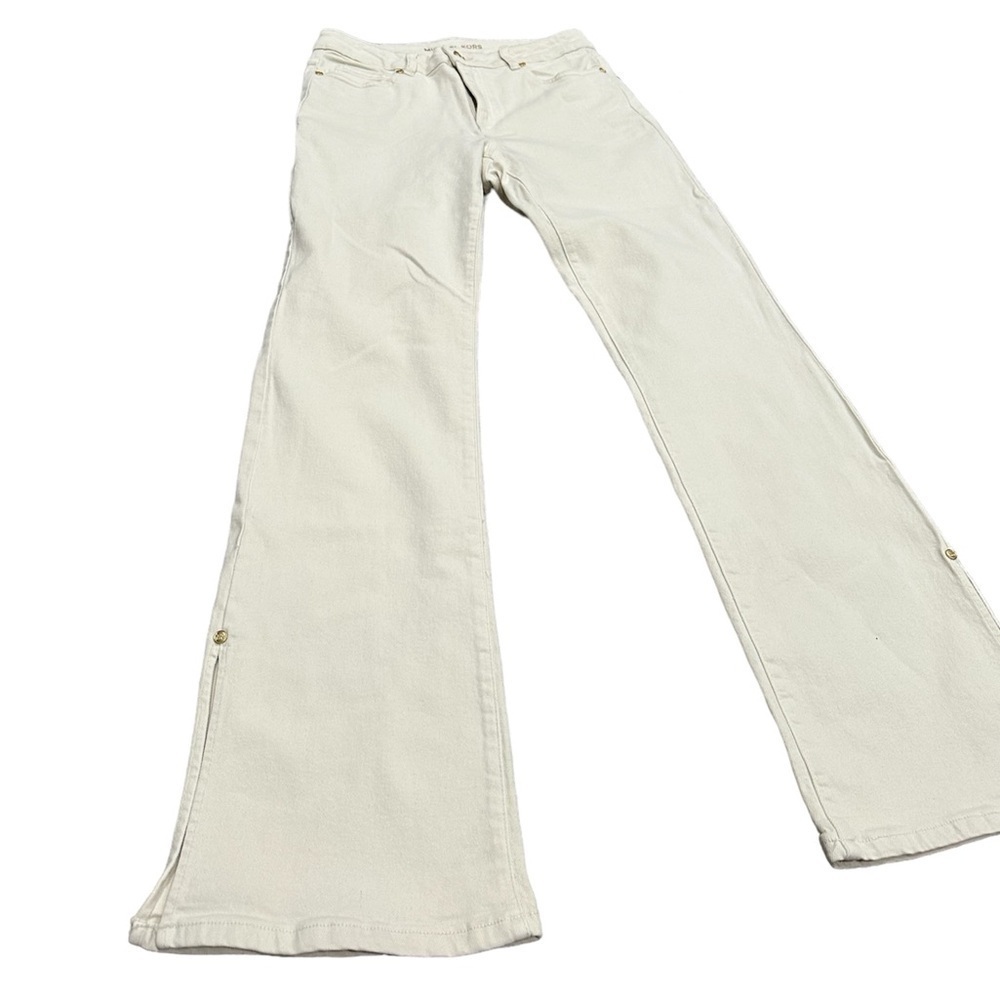NWT MICHAEL KORS Split-Hem Cropped Flared Jeans / Bone Color / Size 4 - Picture 9 of 16